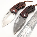 Handmade Folding Knife Damascus D2 Blade Wood Handle Camping Hunting Knife Tactical Fruit Pocket Mini Knives EDC Survival Tools