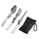 Camping Fork , Knife, Spoon Set With Pouch